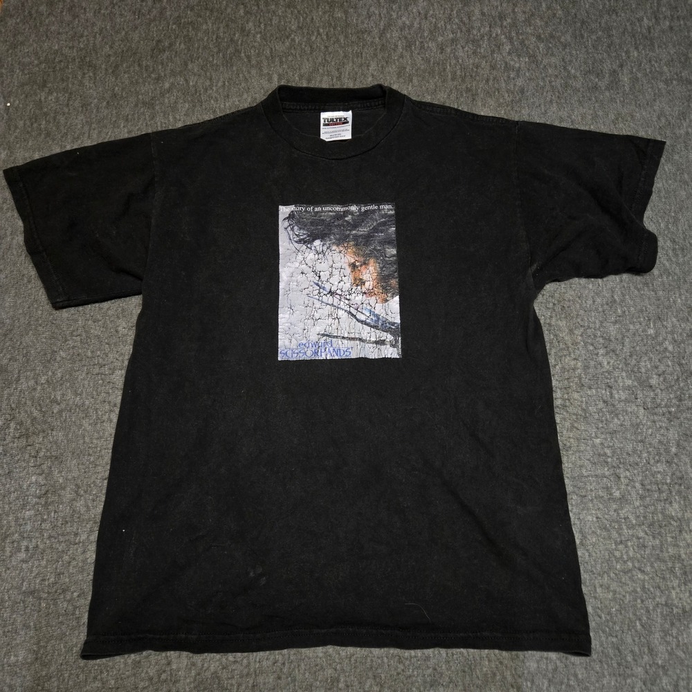 Vintage Edward Scissorhands Movie T Shirt Mens Small Black Johnny Depp Tultex